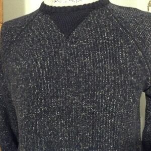Cambridge Dry Goods Sweater Mens Med Lambs Wool Navy Blue Long Sleeve Ski